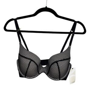 NWT Lively Pink with Black Lace Push Up Bra - Size 34C